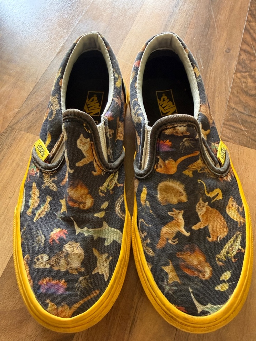 Vans Kids Slip-On Animal Print Canvas Sneakers - Black & Yellow